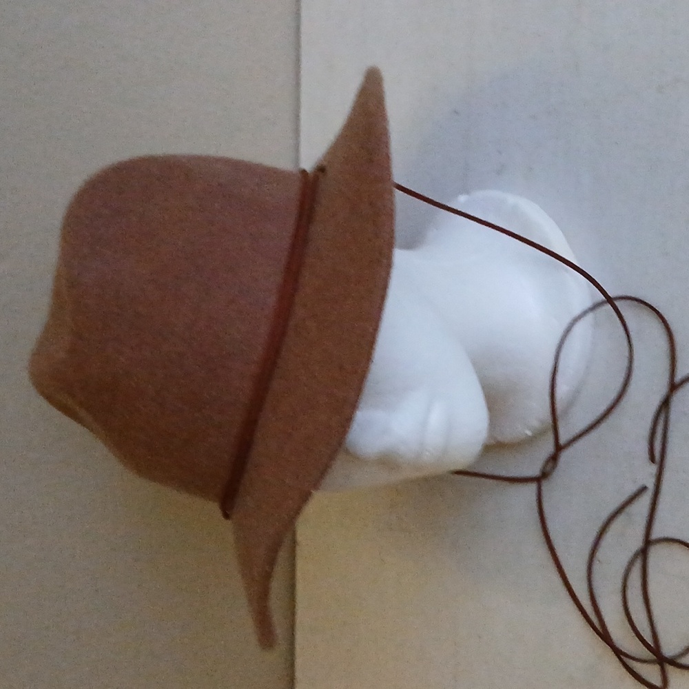 TIRABASSO Made In Italy Wool Wide Brim Felt Hat With Rawhide Leather Cord